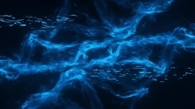 Abstract Blue Swirls Background With Glowing Particles 3D Animation