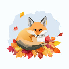 Fototapeta premium Schlafende Füchsin im Herbstlaub