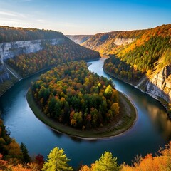 Doubs River Meander in Autumn, Switzerland - A Breathtaking Landscape.