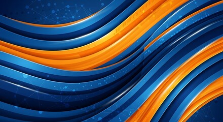 Dynamic Waves - A Modern Abstract Design in Blue and Orange.