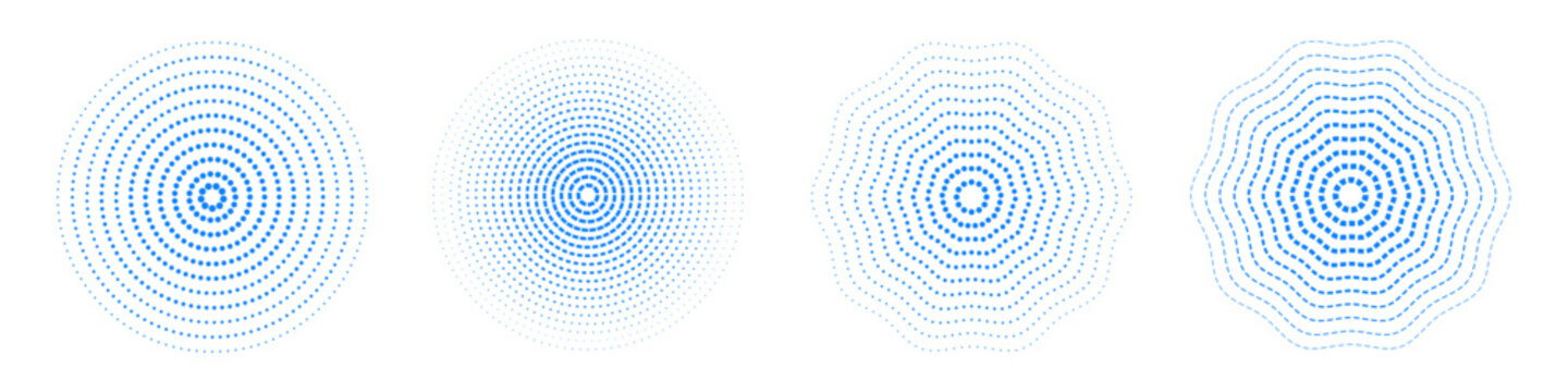Set of shockwave, circular ripple icons perfect for technology logos or data visualization