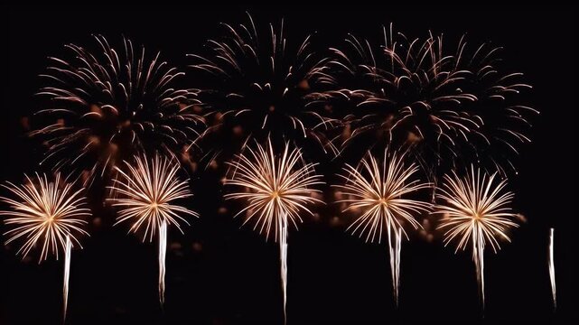 Realistic Fireworks Display Background With Sparkling Red And White Light Bursts