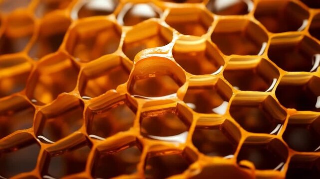 Traditional species honeycomb in colorful honey