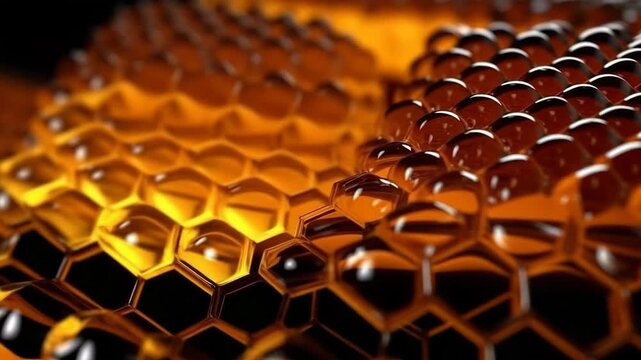 Traditional species honeycomb in colorful honey