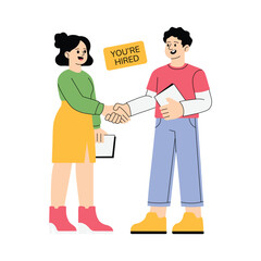 Fototapeta premium Scoring candidate performance on interview sheet illustration