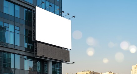 Mockup image of Blank billboard white screen posters and led outside building for advertising, Building Billboard Mockup
