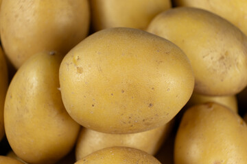 Organic Unpeeled Potatoes Macro, Healthy Raw Vegetable Background.