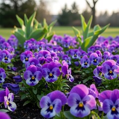 Purple Pansies in Bloom - A Vibrant Spring Garden Scene.