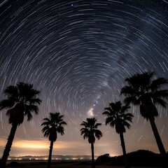 Star Trails and Palm Trees - A Night Sky Spectacle.