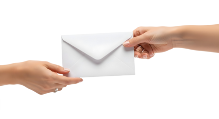 Hand Passing Plain White Envelope Symbolizing Formal Communication Business Correspondence Invitation or Secure Document Delivery, png