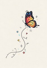 Butterflys Whimsical Flight - A Colorful Journey of Stars and Dreams.