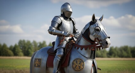 Knight in Shining Armor - A Medieval Warrior on Horseback.