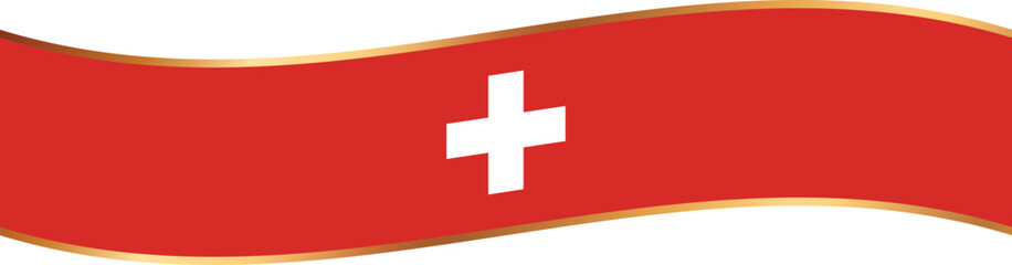 Obraz premium banner with flag of Switzerland, flag banner with gold frame
