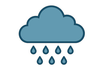 Stylized blue cloud with falling raindrops representing wet weather conditions