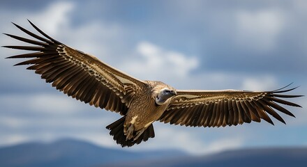 Griffon Vulture Soaring High - A Majestic Bird in Flight.