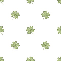 Seamless St Patrick Day Watercolor Pattern with Green Shamrock