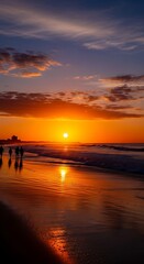 Golden Hour at the Beach - A Stunning Sunset Reflection.
