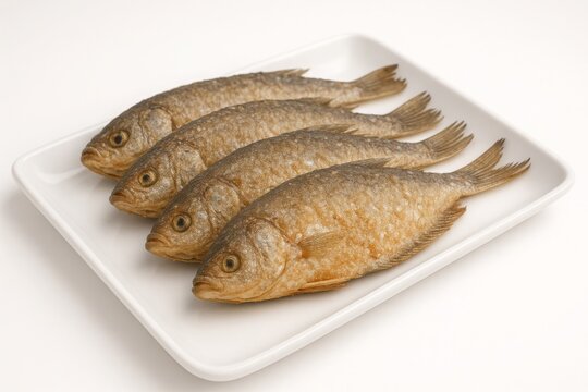 Golden Salted Sepat Fish Lined on Ceramic Tray