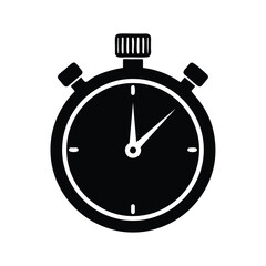 Black stopwatch icon with white hands timer clock