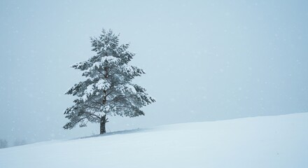 Snow covered tree on winter landscape
