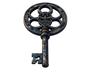 Obraz premium Ornate Vintage Key on Black Background