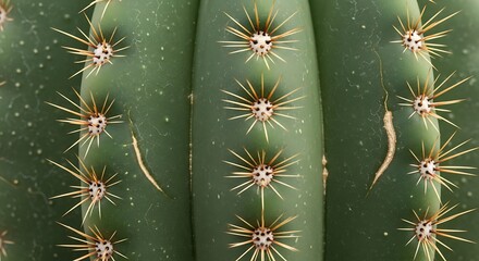 Close-up of a Cactus with Sharp Spines in a Desert Environment.
