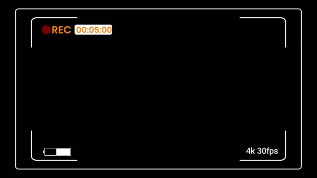 Digital Video Recording Screen Overlay Motion Graphic with Timecode and Battery
