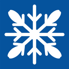 White snowflake icon centered on a solid blue background, simple and bold winter or cold weather symbol, ideal for icons, signage, web, apps, climate graphics, and seasonal decor, high resolution.