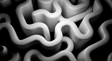 Abstract White Maze Path Illustration Digital Art, Complex Challenge Background