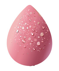 Dewy Pink Beauty Blender Sponge Covered in Water Droplets for Flawless Makeup Application