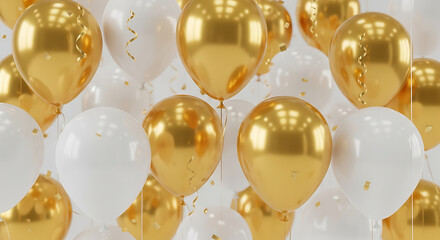 Gold and White Balloon Bunch Celebration Background Display