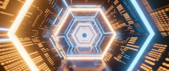 Futuristic blue light trails on an abstract circuit board pattern represent digital technology and data network power - Powered by Adobe