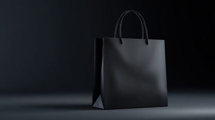 black shopping bag on dark background