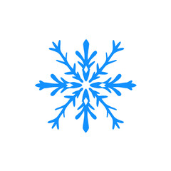 a single, stylized, light blue snowflake against a stark white background