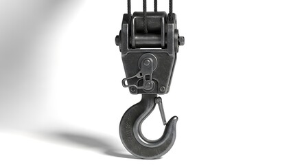 Close-up of a Heavy-Duty Industrial Crane Hook.
