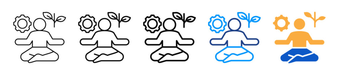 Stress Management Different Style Icons Set Vector Illustration.