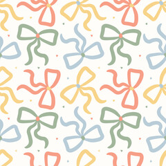Colorful Pastel Bows Seamless Pattern for Fabric Textile and Wrapping Paper