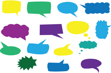 set of Colorful Speech Bubble and Thought Balloon Vector Set - Abstract Comic Dialogue Box Collection