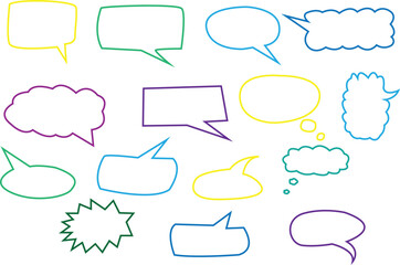 Fototapeta premium Set of colorful hand drawn speech and thought bubbles. Ideal for comics, offer, notes, highlights, and message design accents