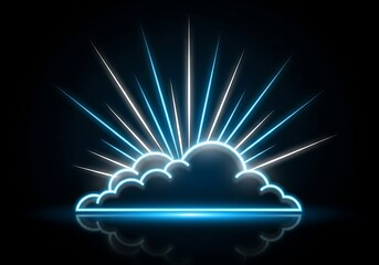 A neon cloud with bright light rays