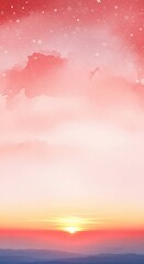 Watercolor Sunset Sky - A Peaceful and Serene Illustration.