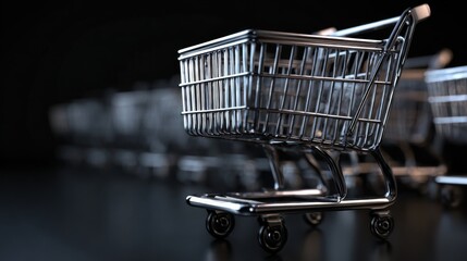 endless row of empty shopping carts