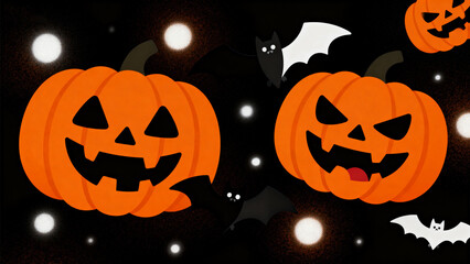 Halloween pumpkins and bats