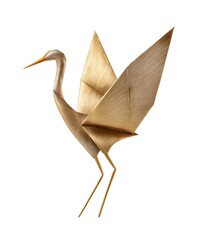 Golden Origami Crane: A delicately crafted origami crane, its wings outstretched, rendered in gleaming golden tones, evokes a sense of peace and graceful flight. 