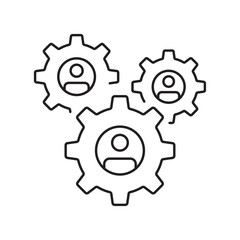 Teamwork gears line icon, human resource outline, management and operation concept.