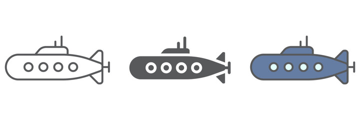 Military submarine icon, marine and military, army sub sign, vector graphics, a linear pattern on a white background. editable stroke