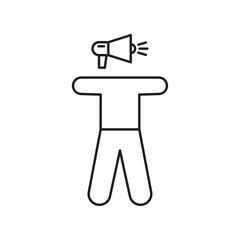 Announcement person line icon, communication and marketing outline concept.
