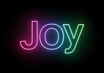 Neon joy sign on a black background