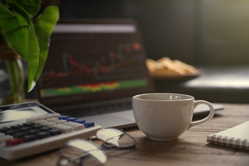 cup of coffee and laptop