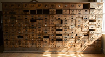 Antique filing cabinet wall display